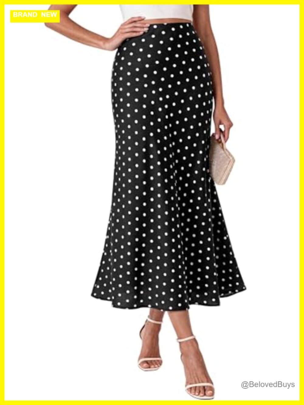 Satin Silk Midi Skirt Women Elastic High Waist A-Line Flowy Long Skirt